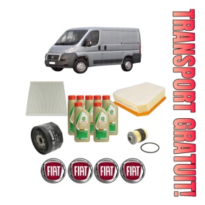 Set Pachet filtre revizie Bosch, 7 litrii ulei Castrol 5W40 FIAT DUCATO Van (250_) 120 Multijet 2,3 D 4x4 din 2010, 4x Stickere auto cu FIAT