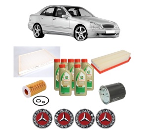 Set Pachet filtre revizie Bosch, 7 litrii ulei Castrol 5W40 MERCEDES-BENZ C-CLASS (W203) C 220 CDI (203.006) din 2000-2007, 4x Stickere auto cu MERCEDES-BENZ - Img 2