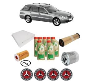 Set Pachet filtre revizie Bosch, 7 litrii ulei Castrol 5W40 MERCEDES-BENZ E-CLASS T-Model (S211) E 200 CDI (211.207) din 2006-2009, 4x Stickere auto cu MERCEDES-BENZ - Img 2