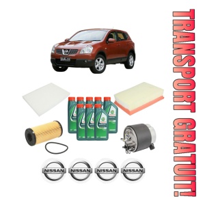Set Pachet filtre revizie Bosch, 8 litrii ulei Castrol 10W40 NISSAN QASHQAI I (J10, NJ10) 2.0 dCi din 2007-2013, 4x Stickere auto cu NISSAN