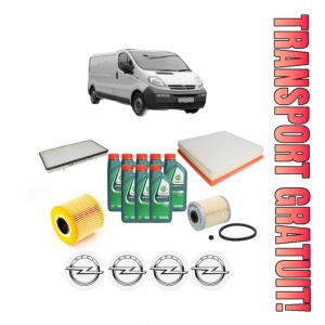 Set Pachet filtre revizie Bosch, 8 litrii ulei Castrol 10W40 OPEL VIVARO A Van (X83) 2.5 DTI (F7) din 2003-2010, 4x Stickere auto cu OPEL