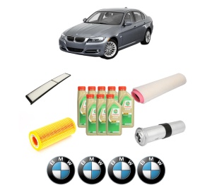 Set Pachet filtre revizie Bosch, 8 litrii ulei Castrol 5W30 BMW Seria 3 (E90) 325 d din 2006-2010, 4x Stickere auto cu BMW - Img 2