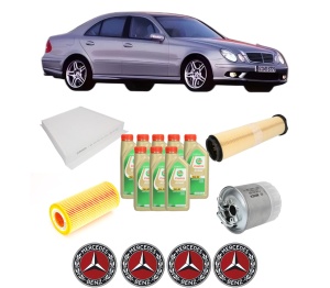 Set Pachet filtre revizie Bosch, 8 litrii ulei Castrol 5W30 MERCEDES-BENZ E-CLASS (W211) E 280 CDI (211.023) din 2004-2008, 4x Stickere auto cu MERCEDES-BENZ - Img 2