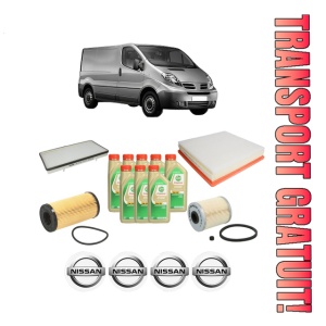 Set Pachet filtre revizie Bosch, 8 litrii ulei Castrol 5W30 NISSAN PRIMASTAR Van (X83) 2.0 dCi 90 din 2006, 4x Stickere auto cu NISSAN