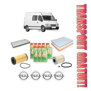 Set Pachet filtre revizie Bosch, 8 litrii ulei Castrol 5W30 OPEL MOVANO A Van (X70) 2.5 CDTI (FD) din 2003, 4x Stickere auto cu OPEL