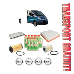 Set Pachet filtre revizie Bosch, 8 litrii ulei Castrol 5W30 OPEL VIVARO A Platform/Chassis (X83) 2.0 CDTI din 2006-2014, 4x Stickere auto cu OPEL