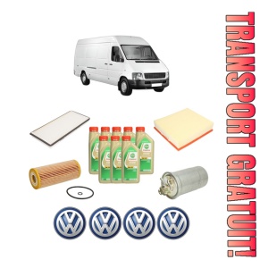 Set Pachet filtre revizie Bosch, 8 litrii ulei Castrol 5W30 Volkswagen LT 28-46 II Van (2DA, 2DD, 2DH) 2.5 TDI din 2001-2006, 4x Stickere auto cu Volkswagen