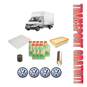 Set Pachet filtre revizie Bosch, 8 litrii ulei Castrol 5W30 Volkswagen TRANSPORTER T6 Van (SGA, SGH, SHA, SHH) 2.0 TDI din 2015-2019, 4x Stickere auto cu Volkswagen