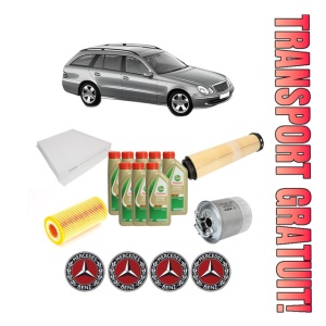 Set Pachet filtre revizie Bosch, 8 litrii ulei Castrol 5W40 MERCEDES-BENZ E-CLASS T-Model (S211) E 320 T CDI (211.226) din 2003-2009, 4x Stickere auto cu MERCEDES-BENZ
