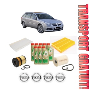 Set Pachet filtre revizie Bosch, 8 litrii ulei Castrol 5W40 OPEL VECTRA C Estate (Z02) 3.0 V6 CDTI (F35) din 2003-2005, 4x Stickere auto cu OPEL