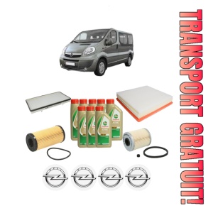 Set Pachet filtre revizie Bosch, 8 litrii ulei Castrol 5W40 OPEL VIVARO A Bus (X83) 2.5 CDTI (F7, J7, A07) din 2006-2010, 4x Stickere auto cu OPEL