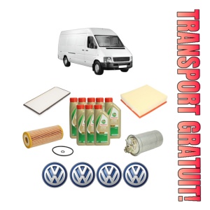 Set Pachet filtre revizie Bosch, 8 litrii ulei Castrol 5W40 Volkswagen LT 28-46 II Van (2DA, 2DD, 2DH) 2.5 TDI din 2001-2006, 4x Stickere auto cu Volkswagen