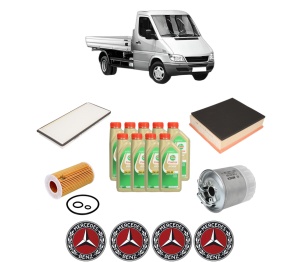 Set Pachet filtre revizie Bosch, 9 litrii ulei Castrol 5W30 MERCEDES-BENZ SPRINTER 3-t Platform/Chassis (B903) 316 CDI 4x4 (903.612, 903.613, 903.622, 903.623) din 2002-2006, 4x Stickere auto cu MERCEDES-BENZ - Img 2