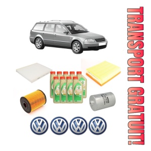 Set Pachet filtre revizie Bosch, 9 litrii ulei Castrol 5W30 Volkswagen PASSAT B5.5 Variant (3B6) 4.0 W8 4motion din 2001-2004, 4x Stickere auto cu Volkswagen