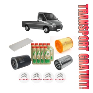 Set Pachet filtre revizie Bosch, 9 litrii ulei Castrol 5W40 CITROEN JUMPER I Platform/Chassis (230) 2.5 D 4x4 din 2000-2002, 4x Stickere auto cu CITROEN