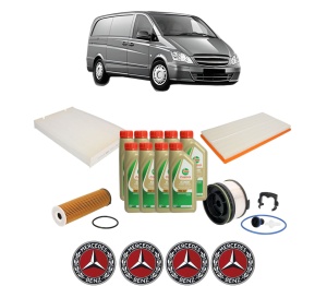 Set Pachet filtre revizie Bosch, 9 litrii ulei Castrol 5W40 MERCEDES-BENZ VITO Van (W447) 116 CDI (447.601, 447.603, 447.605) din 2020, 4x Stickere auto cu MERCEDES-BENZ - Img 2