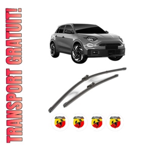 Set stergatoare ABARTH 600e din 2024, pentru parbriz auto, 2 bucati, Valeo Silencio Xtrm, din cauciuc siliconat rezistent, 4 Stickere Auto ABARTH