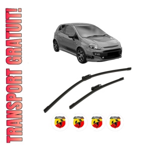 Set stergatoare ABARTH PUNTO EVO din 2009-2012, pentru parbriz auto, 2 bucati, Bosch Aerotwin Multi, din cauciuc siliconat rezistent, 4 Stickere Auto ABARTH