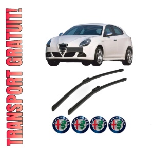 Set stergatoare ALFA ROMEO GIULIETTA (940_) din 2010-2020, pentru parbriz auto, 2 bucati, Bosch Aerotwin, din cauciuc siliconat rezistent, 4 Stickere Auto ALFA ROMEO
