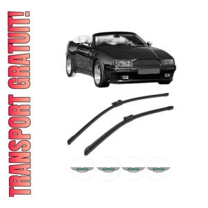 Set stergatoare ASTON MARTIN VIRAGE Volante din 2011-2012, pentru parbriz auto, 2 bucati, Bosch Aerotwin, din cauciuc siliconat rezistent, 4 Stickere Auto ASTON MARTIN