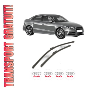 Set stergatoare AUDI A3 Limousine (8VS, 8VM) din 2013-2020, pentru parbriz auto, 2 bucati, Bosch Aerotwin, din cauciuc siliconat rezistent, 4 Stickere Auto AUDI