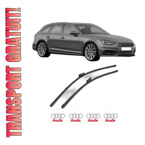 Set stergatoare AUDI A4 B9 Avant (8W5, 8WD) din 2015-2024, pentru parbriz auto, 2 bucati, Valeo Silencio Xtrm, din cauciuc siliconat rezistent, 4 Stickere Auto AUDI