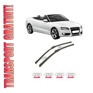 Set stergatoare AUDI A5 Convertible (8F7) din 2009-2017, pentru parbriz auto, 2 bucati, Bosch Aerotwin, din cauciuc siliconat rezistent, 4 Stickere Auto AUDI