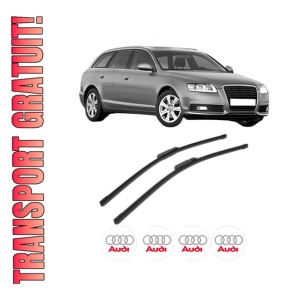 Set stergatoare AUDI A6 C6 Avant (4F5) din 2004-2011, pentru parbriz auto, 2 bucati, Bosch Aerotwin, din cauciuc siliconat rezistent, 4 Stickere Auto AUDI