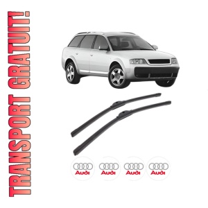 Set stergatoare AUDI ALLROAD C5 (4BH) din 2000-2005, pentru parbriz auto, 2 bucati, Bosch Aerotwin, din cauciuc siliconat rezistent, 4 Stickere Auto AUDI