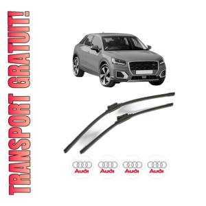 Set stergatoare AUDI Q2 (GAB, GAG) din 2016-2021, pentru parbriz auto, 2 bucati, Bosch Aerotwin, din cauciuc siliconat rezistent, 4 Stickere Auto AUDI