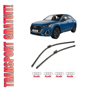 Set stergatoare AUDI Q3 Sportback (F3N) din 2019-2021, pentru parbriz auto, 2 bucati, Valeo Silencio Xtrm, din cauciuc siliconat rezistent, 4 Stickere Auto AUDI