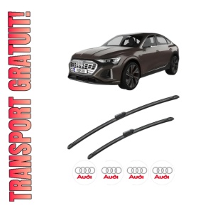 Set stergatoare AUDI Q8 E-TRON Sportback (GET) din 2022, pentru parbriz auto, 2 bucati, Bosch Aerotwin, din cauciuc siliconat rezistent, 4 Stickere Auto AUDI