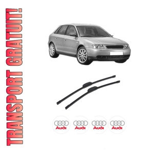 Set stergatoare auto AUDI A3 (8L1) din 1996-2003, pentru parbriz auto, 2 bucati, Bosch Aerotwin Retrofit, din cauciuc siliconat rezistent, 4 Stickere Auto AUDI