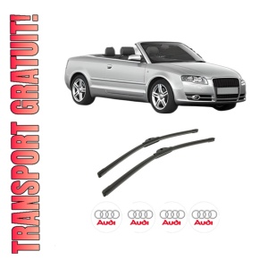 Set stergatoare auto AUDI A4 B6 Convertible (8H7) din 2002-2005, pentru parbriz auto, 2 bucati, Bosch Aerotwin, din cauciuc siliconat rezistent, 4 Stickere Auto AUDI