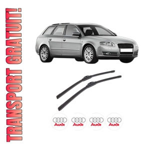 Set stergatoare auto AUDI A4 B7 Avant (8ED) din 2004-2008, pentru parbriz auto, 2 bucati, Bosch Aerotwin, din cauciuc siliconat rezistent, 4 Stickere Auto AUDI