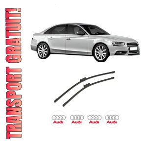 Set stergatoare auto AUDI A4 B8 (8K2) din 2007-2015, pentru parbriz auto, 2 bucati, Bosch Aerotwin, din cauciuc siliconat rezistent, 4 Stickere Auto AUDI