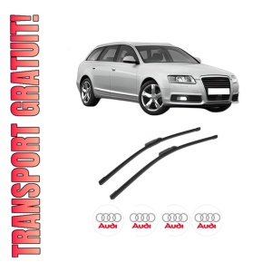 Set stergatoare auto AUDI A6 Allroad C6 (4FH) din 2006-2011, pentru parbriz auto, 2 bucati, Bosch Aerotwin, din cauciuc siliconat rezistent, 4 Stickere Auto AUDI