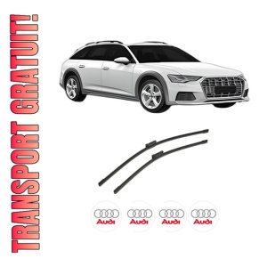 Set stergatoare auto AUDI A6 Allroad C8 (4AH) din 2018-2021, pentru parbriz auto, 2 bucati, Bosch Aerotwin, din cauciuc siliconat rezistent, 4 Stickere Auto AUDI