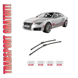 Set stergatoare auto AUDI A7 Sportback (4KA) din 2017-2021, pentru parbriz auto, 2 bucati, Bosch Aerotwin, din cauciuc siliconat rezistent, 4 Stickere Auto AUDI