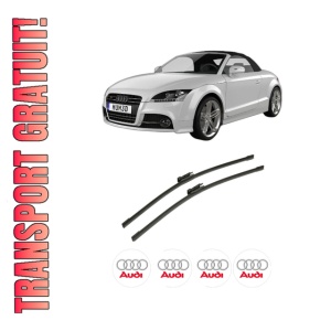 Set stergatoare auto AUDI TT Roadster (8J9) din 2007-2014, pentru parbriz auto, 2 bucati, Bosch Aerotwin, din cauciuc siliconat rezistent, 4 Stickere Auto AUDI