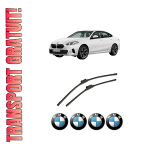 Set stergatoare auto BMW Seria 2 Gran Coupe (F74) din 2024-2025, pentru parbriz auto, 2 bucati, Bosch Aerotwin, din cauciuc siliconat rezistent, 4 Stickere Auto BMW Seria