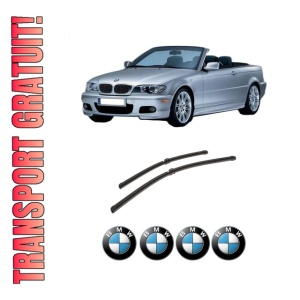 Set stergatoare auto BMW Seria 3 Convertible (E93) din 2006-2013, pentru parbriz auto, 2 bucati, Bosch Aerotwin, din cauciuc siliconat rezistent, 4 Stickere Auto BMW Seria