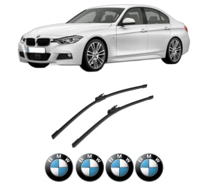 Set stergatoare auto BMW Seria 3 (F30, F80) din 2011-2018, pentru parbriz auto, 2 bucati, Bosch Aerotwin, din cauciuc siliconat rezistent, 4 Stickere Auto BMW Seria - Img 2