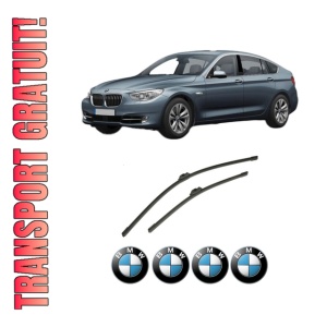 Set stergatoare auto BMW Seria 5 Gran Turismo (F07) din 2009-2017, pentru parbriz auto, 2 bucati, Bosch Aerotwin, din cauciuc siliconat rezistent, 4 Stickere Auto BMW Seria