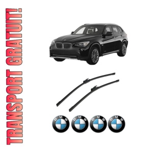 Set stergatoare auto BMW Seria X1 (E84) din 2009-2015, pentru parbriz auto, 2 bucati, Bosch Aerotwin, din cauciuc siliconat rezistent, 4 Stickere Auto BMW Seria