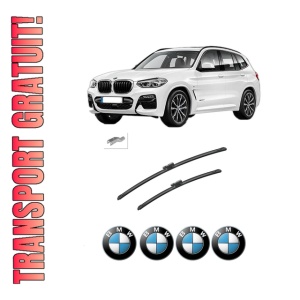 Set stergatoare auto BMW Seria X3 Van (G01) din 2017-2019, pentru parbriz auto, 2 bucati, Bosch Aerotwin, din cauciuc siliconat rezistent, 4 Stickere Auto BMW Seria