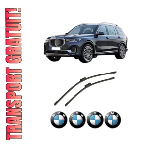 Set stergatoare auto BMW Seria X7 (G07) din 2019-2022, pentru parbriz auto, 2 bucati, Bosch Aerotwin, din cauciuc siliconat rezistent, 4 Stickere Auto BMW Seria