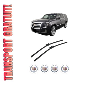 Set stergatoare auto CADILLAC ESCALADE din 1998-2020, pentru parbriz auto, 2 bucati, Bosch Aerotwin, din cauciuc siliconat rezistent, 4 Stickere Auto CADILLAC
