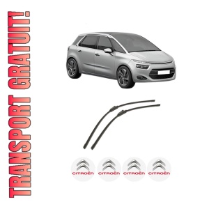 Set stergatoare auto CITROEN C4 GRAND PICASSO II (DA_, DE_) din 2013-2018, pentru parbriz auto, 2 bucati, Bosch Aerotwin, din cauciuc siliconat rezistent, 4 Stickere Auto CITROEN