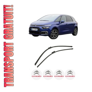 Set stergatoare auto CITROEN C4 PICASSO II din 2013-2018, pentru parbriz auto, 2 bucati, Bosch Aerotwin, din cauciuc siliconat rezistent, 4 Stickere Auto CITROEN